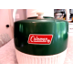 VINTAGE "1977" COLEMAN 2 GAL. GREEN AND WHITE COOLER JUG with SPIGOT & HANDLE