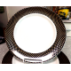 STEELITE ENGLAND 4 PC. GOLD DOTS on a BLACK RIM DINNER PLATE SET