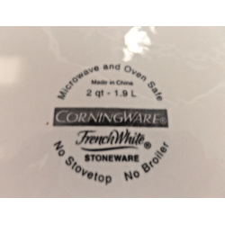 CORNINGWARE STONEWARE FRENCH WHITE 2 QT. ROUND CASSEROLE DISH