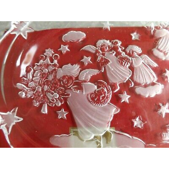 MIKASA "HOLIDAY LIGHTS" FROSTED GLASS ANGEL CANDY DISH
