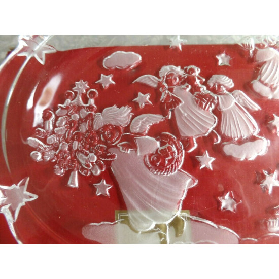 MIKASA "HOLIDAY LIGHTS" FROSTED GLASS ANGEL CANDY DISH