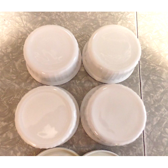 6 PC. CORNING F-16-B FRENCH WHITE 16 OZ. ROUND CASSEROLE DISHES W/STORAGE LIDS