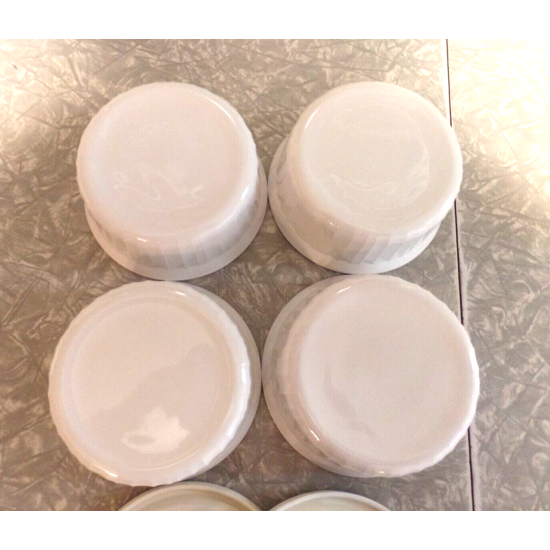6 PC. CORNING F-16-B FRENCH WHITE 16 OZ. ROUND CASSEROLE DISHES W/STORAGE LIDS