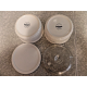 4 PC. CORNINGWARE STONEWARE FRENCH WHITE 1.5 QT. ROUND CASSEROLE SET W/LIDS