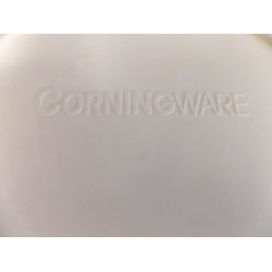 4 PC. CORNINGWARE STONEWARE FRENCH WHITE 1.5 QT. ROUND CASSEROLE SET W/LIDS