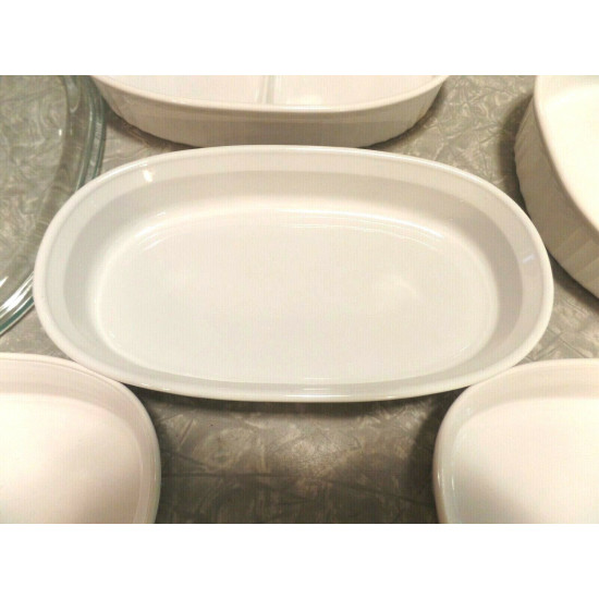 CORNING WARE "FRENCH WHITE" 6 PC. OVATE CASSEROLE BAKEWARE SET