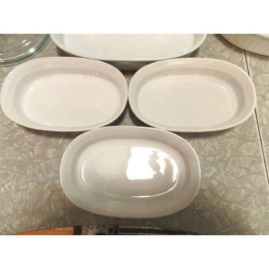 CORNING WARE "FRENCH WHITE" 6 PC. OVATE CASSEROLE BAKEWARE SET