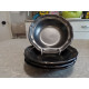 4 PC. VINTAGE MIKASA SCALLOPED EDGED "PEWTER PLUS" D4000 SOUP/CONSOMME BOWL  SET