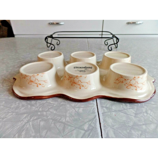 TEMPTATIONS PRESENTABLE OVENWARE by TARA ORANGE"FLORAL LACE" MUFFIN BAKER & RACK