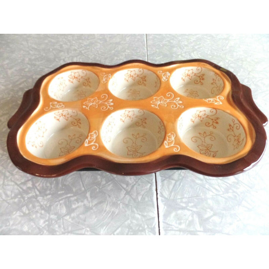 TEMPTATIONS PRESENTABLE OVENWARE by TARA ORANGE"FLORAL LACE" MUFFIN BAKER & RACK