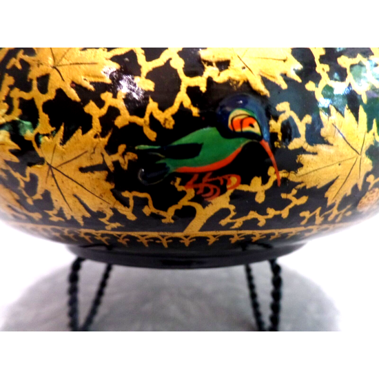 BEAUTIFUL VTG. ALI-BROTHERS HASSANABAD KASHMIR,INDIA HANDMADE WOOD & BRASS BOWL