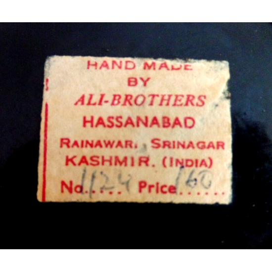 BEAUTIFUL VTG. ALI-BROTHERS HASSANABAD KASHMIR,INDIA HANDMADE WOOD & BRASS BOWL