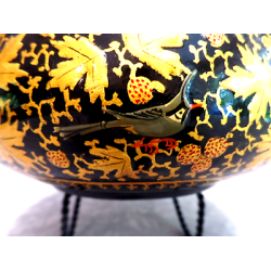 BEAUTIFUL VTG. ALI-BROTHERS HASSANABAD KASHMIR,INDIA HANDMADE WOOD & BRASS BOWL