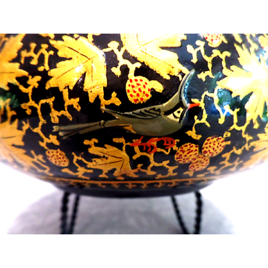 BEAUTIFUL VTG. ALI-BROTHERS HASSANABAD KASHMIR,INDIA HANDMADE WOOD & BRASS BOWL