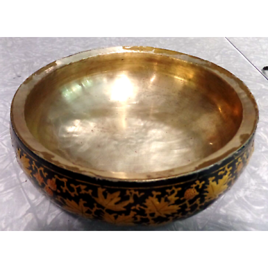 BEAUTIFUL VTG. ALI-BROTHERS HASSANABAD KASHMIR,INDIA HANDMADE WOOD & BRASS BOWL