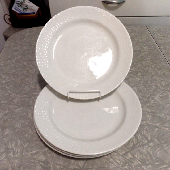 MARTHA STEWART BLUE LABEL 4 PC. LUNCHEON PLATE SET in a "BASKET WEAVE" PATTERN