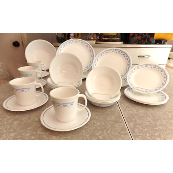 CORELLE  "MORNING BLUE"  PATTERN 29 PC. DINNERWARE SET ###REALLY, REALLY NICE###