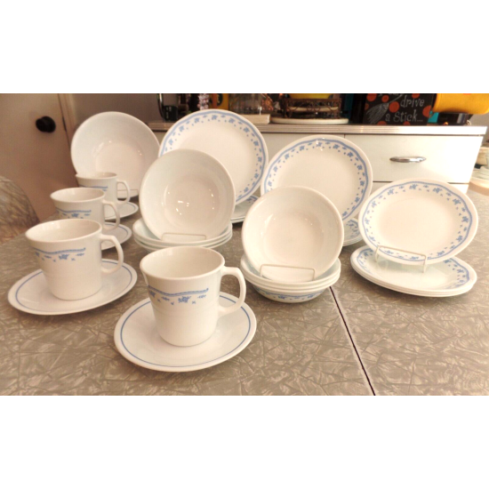 CORELLE  "MORNING BLUE"  PATTERN 29 PC. DINNERWARE SET ###REALLY, REALLY NICE###