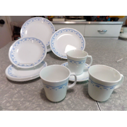 CORELLE  "MORNING BLUE"  PATTERN 14 PC. DINNERWARE SET