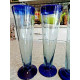 ARTISAN COBALT BLUE HAND BLOWN GLASS 4 PC.PARFAIT STYLE FLUTE DRINKING GLASSES