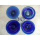 ARTISAN COBALT BLUE HAND BLOWN GLASS 4 PC.PARFAIT STYLE FLUTE DRINKING GLASSES