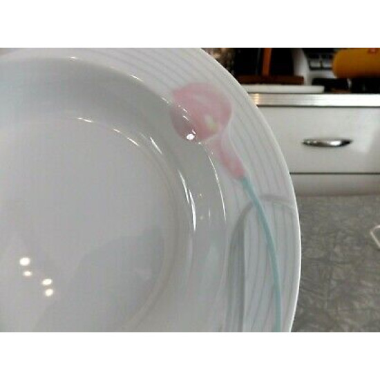 4 PC. MIKASA FINE CHINA SOUP/CONSOMME' BOWL SET in the "SERENADE" PINK PATTERN