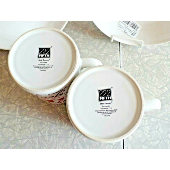 NEW 222 FIFTH "SANTA COMPANY" 6 PC. DINNERWARE in the "GINGERBREAD MAN" PATTERN
