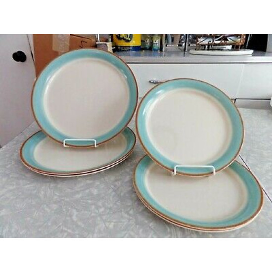 CORELLE 6 PC. DINNERWARE SET in the VERY RARE SANDSTONE "BAYSCAPE" PATTERN