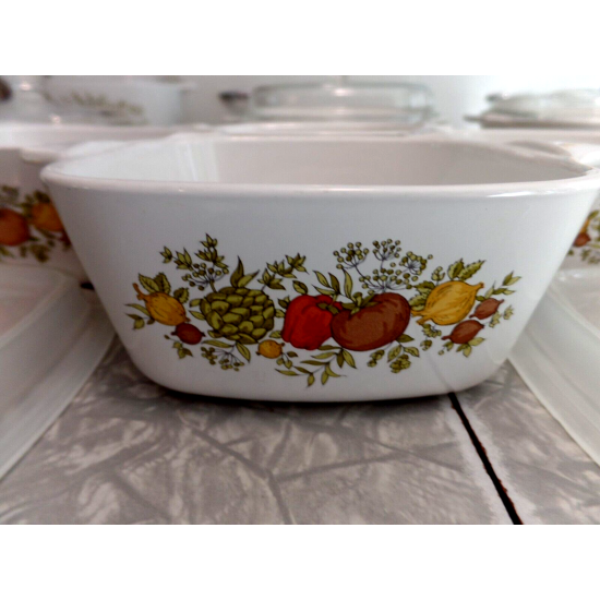 VINTAGE CORNING WARE 14 PC. "SPICE of LIFE" VEGETABLE PATTERN CASSEROLE DISH SET