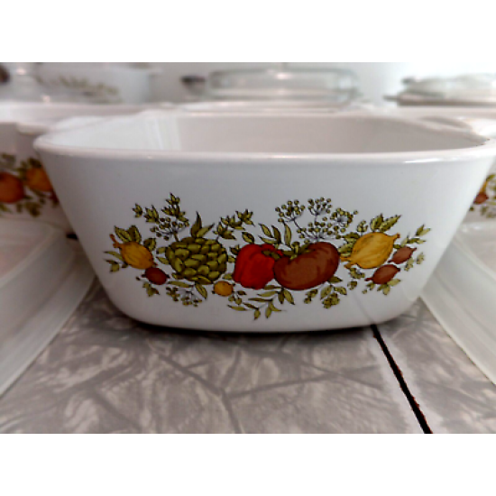 VINTAGE CORNING WARE 14 PC. "SPICE of LIFE" VEGETABLE PATTERN CASSEROLE DISH SET