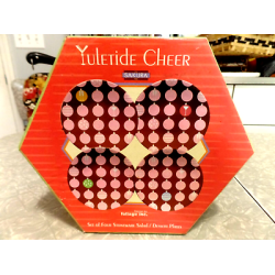 NOS SAKURA VINTAGE 4 PC. "YULETIDE CHEER" CHRISTMAS 8 1/4" SALAD/LUNCH PLATE SET