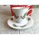BEAUTIFUL KASHIMA "CHRISTMAS HOLLY" 8 PC. PORCELAIN CUP & SAUCER SET GOLD ACCENT