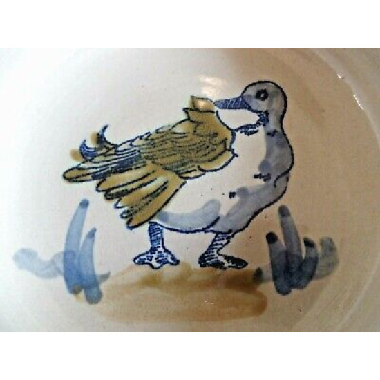 LOUISVILLE STONEWARE KENTUCKY RARE ROUND ASH TRAY in the "FLYING DUCK" PATTERN