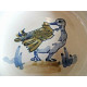 LOUISVILLE STONEWARE KENTUCKY RARE ROUND ASH TRAY in the "FLYING DUCK" PATTERN