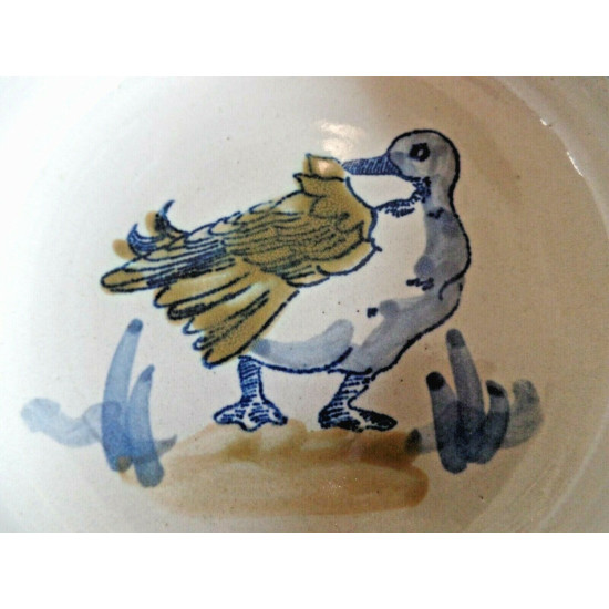 LOUISVILLE STONEWARE KENTUCKY RARE ROUND ASH TRAY in the "FLYING DUCK" PATTERN