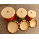 GOOSEBERRY PATCH EXC. COND. ENAMELWARE 6 PC. CANISTER SET CUTE "CHERRY" PATTERN