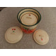 GOOSEBERRY PATCH EXC. COND. ENAMELWARE 6 PC. CANISTER SET CUTE "CHERRY" PATTERN