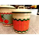 GOOSEBERRY PATCH EXC. COND. ENAMELWARE 6 PC. CANISTER SET CUTE "CHERRY" PATTERN