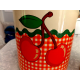 GOOSEBERRY PATCH EXC. COND. ENAMELWARE 6 PC. CANISTER SET CUTE "CHERRY" PATTERN
