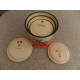 GOOSEBERRY PATCH EXC. COND. ENAMELWARE 6 PC. CANISTER SET CUTE "CHERRY" PATTERN