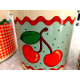 GOOSEBERRY PATCH EXC. COND. ENAMELWARE 6 PC. CANISTER SET CUTE "CHERRY" PATTERN