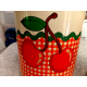 GOOSEBERRY PATCH EXC. COND. ENAMELWARE 6 PC. CANISTER SET CUTE "CHERRY" PATTERN