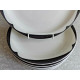 NOS 10PC. RETRO McNICOL CHINA U.S.A. 6 1/2" DINER BLACK EDGE SANDWICH PLATE SET