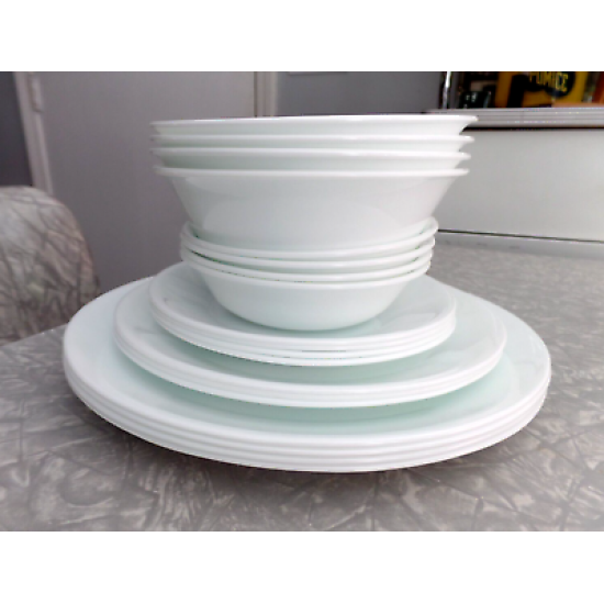 CORELLE by CORNING 29 PC. DINNERWARE SET in the CONTEMPORARY  "WINTER FROST"