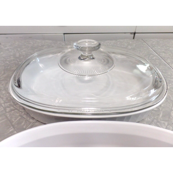 3 Pc. Corning Ware French White 1.8L Casserole Dishes F-6-B with Lid USA Made