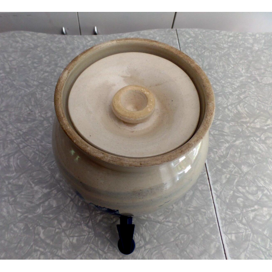 PAUL STORIE POTTERY MARSHALL,TX. BARN DESIGN 2 GAL. COOLER CROCK DISPENSER W/LID