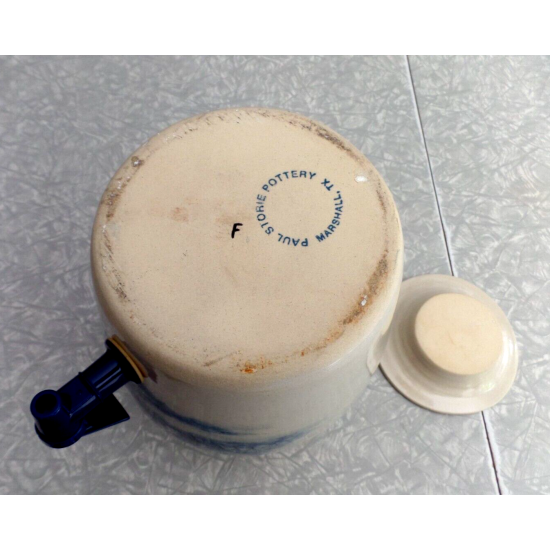 PAUL STORIE POTTERY MARSHALL,TX. BARN DESIGN 2 GAL. COOLER CROCK DISPENSER W/LID