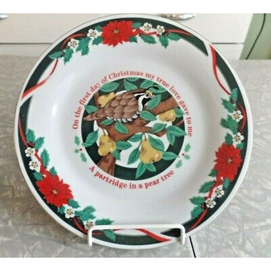 TIEN SHAN "DECK the HALLS" 12 DAYS of CHRISTMAS 7 1/2" LUNCH/SALAD PLATES