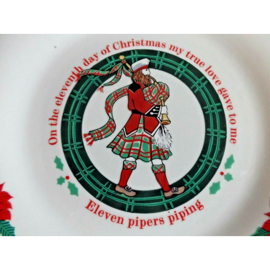 TIEN SHAN "DECK the HALLS" 12 DAYS of CHRISTMAS 7 1/2" LUNCH/SALAD PLATES