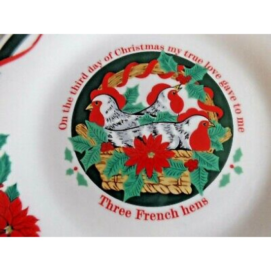 TIEN SHAN "DECK the HALLS" 12 DAYS of CHRISTMAS 7 1/2" LUNCH/SALAD PLATES